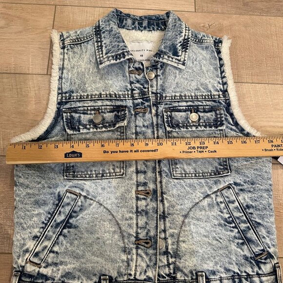 CELEBRITY PINK WOMENS XS NEW BOYFRIEND SHERPA VEST - Picture 6 of 11